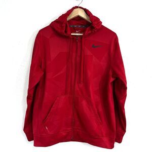 Vtg. Nike Therma‎ Fit Hoodie Full Zip Jacket Mens Large Red Y2K Training Workout